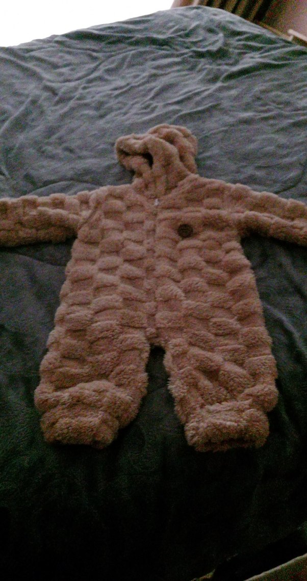 Kahverengi Peluş Erkek Bebek Tulumu - Görsel 2