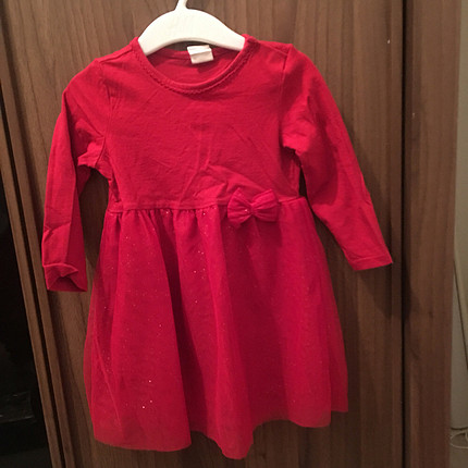 H&M kırmızı simli tüllü elbise
