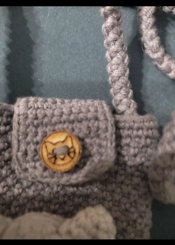 Gri Örgü Kedi Figürlü Kedi Aksesuar Çantası - Görsel 9