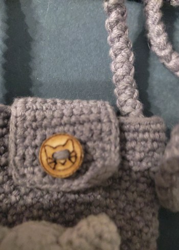 Gri Örgü Kedi Figürlü Kedi Aksesuar Çantası - Görsel 8