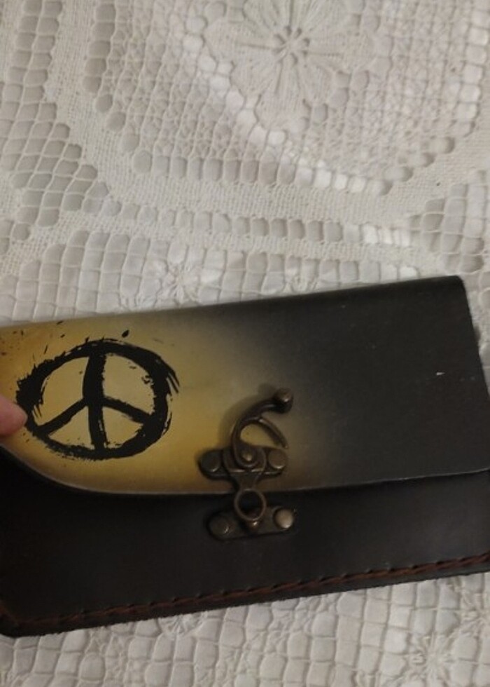 Deri peac sembollu cüzdan. Üç gozlu - Görsel 2