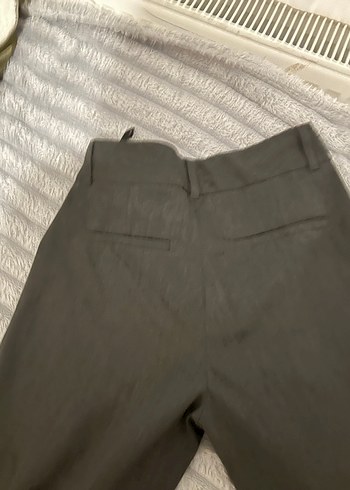 Düğmeli Gri Kadın Kumaş Pantolon - Görsel 2