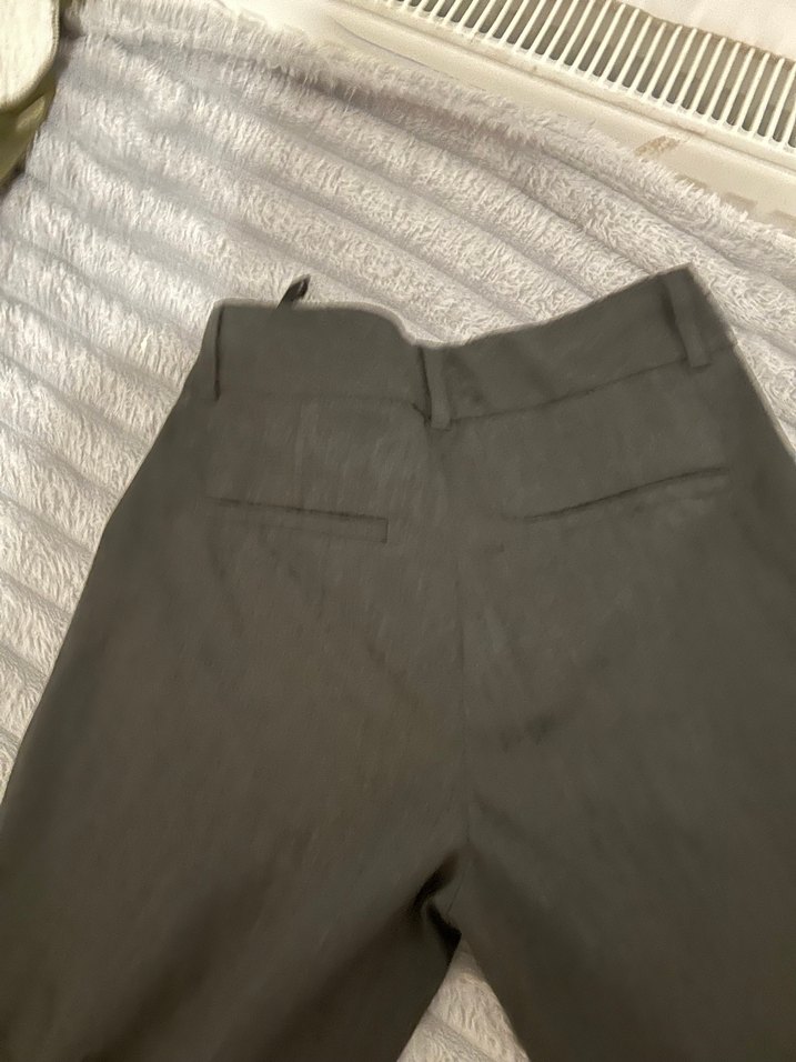 Düğmeli Gri Kadın Kumaş Pantolon - Görsel 2