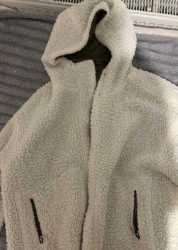 Kapüşonlu Kadın peluş çift taraflı Ceket - Görsel 2
