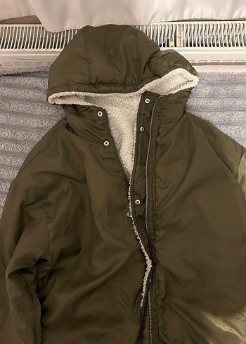 Kapüşonlu Kadın peluş çift taraflı Ceket - Görsel 3