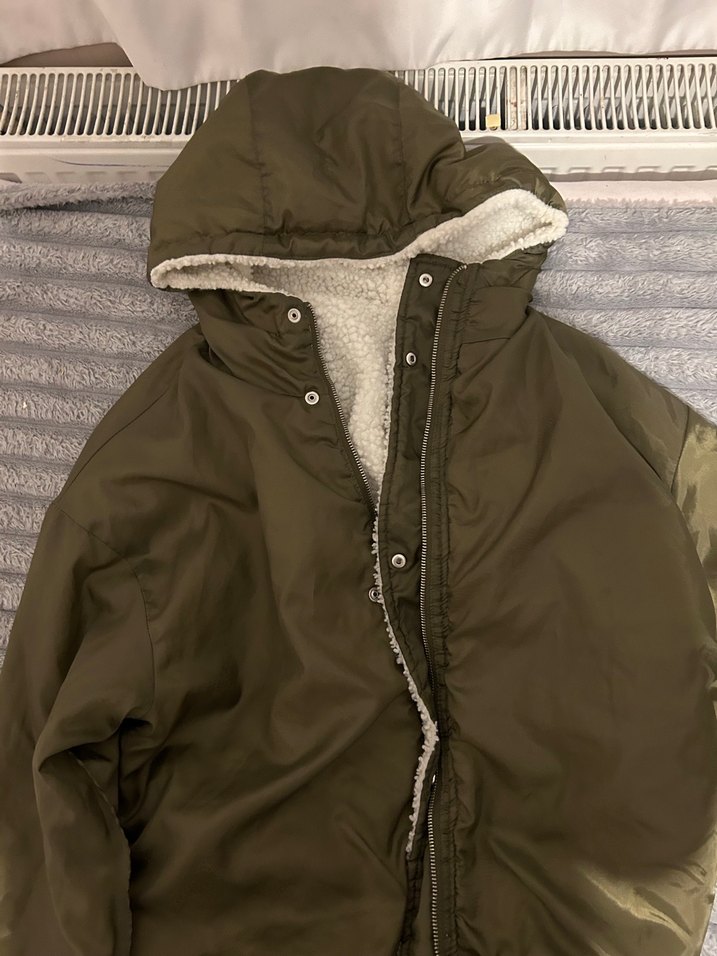 Kapüşonlu Kadın peluş çift taraflı Ceket - Görsel 3