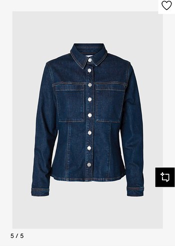 Düğmeli Lacivert Kadın Denim Ceket