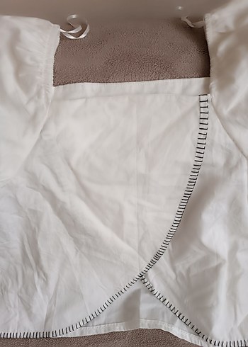 Beyaz Keten karpuz kol Bluz - Görsel 4