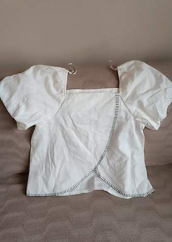 Beyaz Keten karpuz kol Bluz - Görsel 2