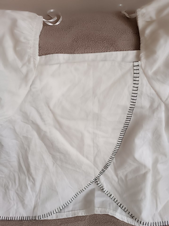 Beyaz Keten karpuz kol Bluz - Görsel 4