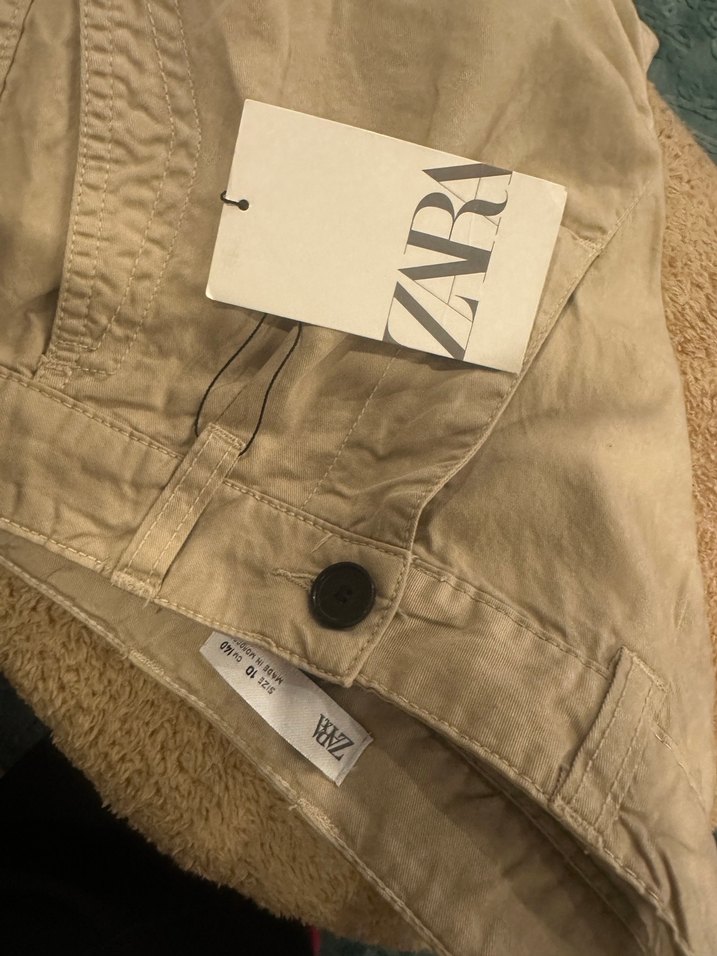 Bej Düğmeli Erkek Çocuk Keten Pantolon - Görsel 3