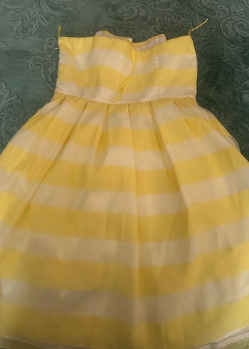 Sarı Çizgili Straplez Midi Elbise Adl marka Night zoom s beden - Görsel 2