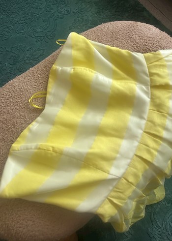 Sarı Çizgili Straplez Midi Elbise Adl marka Night zoom s beden - Görsel 3