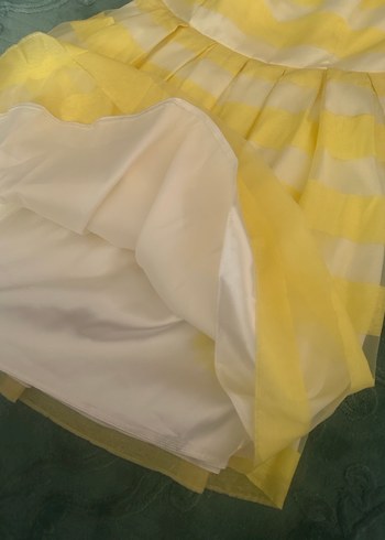 Sarı Çizgili Straplez Midi Elbise Adl marka Night zoom s beden - Görsel 5