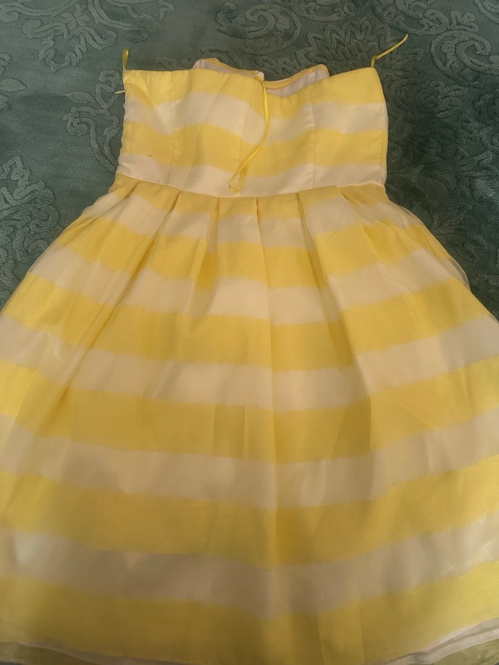 Sarı Çizgili Straplez Midi Elbise Adl marka Night zoom s beden - Görsel 2