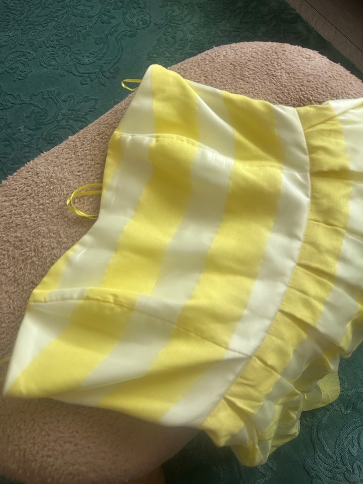 Sarı Çizgili Straplez Midi Elbise Adl marka Night zoom s beden - Görsel 3