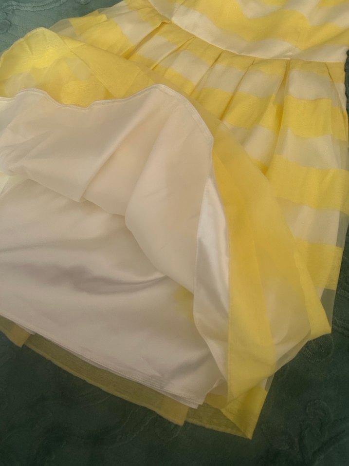 Sarı Çizgili Straplez Midi Elbise Adl marka Night zoom s beden - Görsel 5