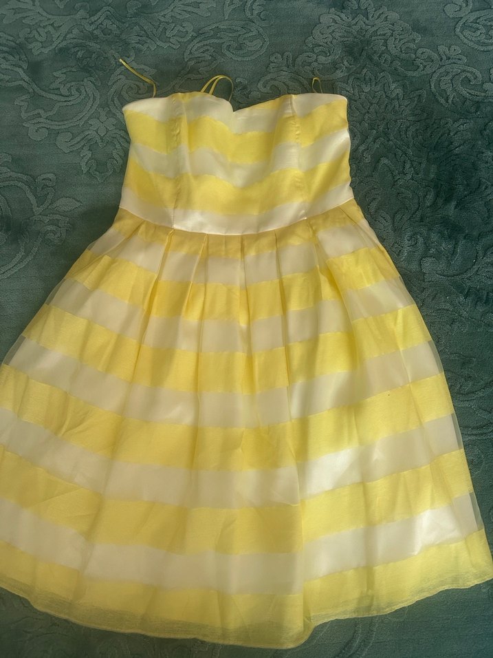 Sarı Çizgili Straplez Midi Elbise Adl marka Night zoom s beden - Görsel 4