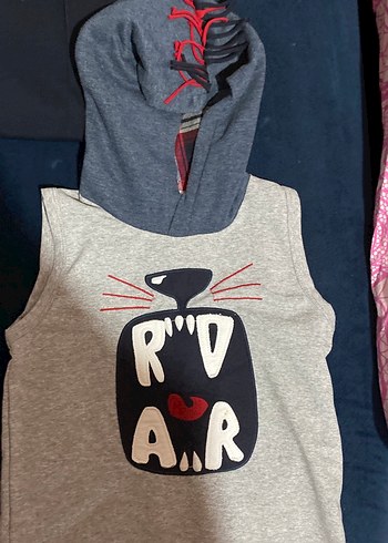 Gri Baskılı Kediler için Fermuarlı Sweatshirt - Görsel 2