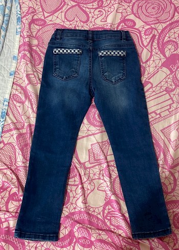 4 Yaş Beden mavi Renk Erkek Çocuk Renkli Batik Desenli Kot Pantolon