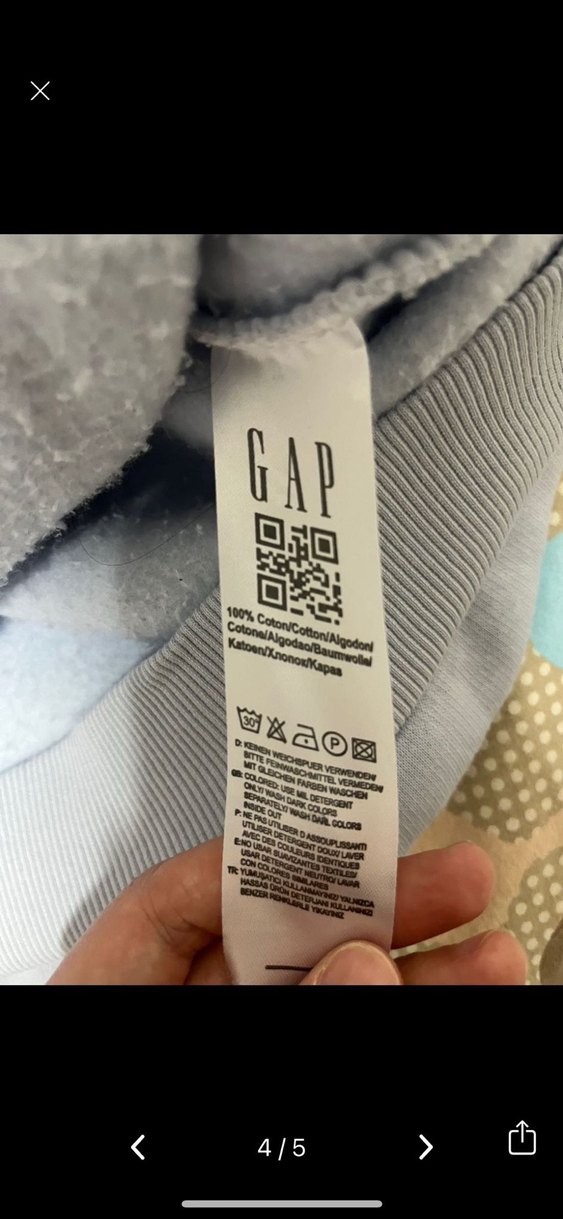 GAP Gri Kadın Sweatshirt, Fermuarlı, Rahat Kesim — görsel 4/5