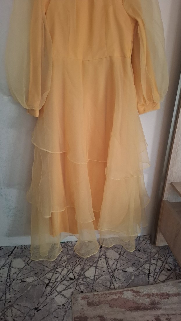 Bej Drapeli Uzun Bohem Elbise - Görsel 3