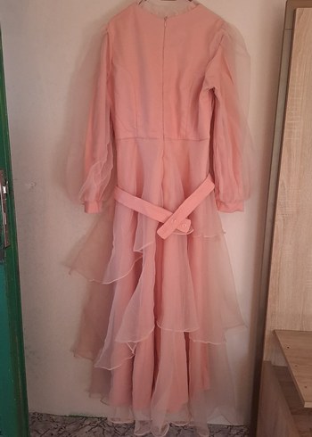 Pudra Renk Uzun Kollu Bohem Uzun Elbise - Görsel 6