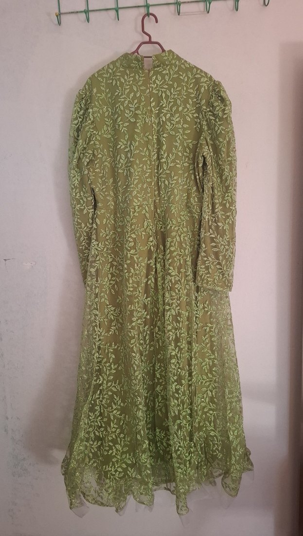 Uzun Yeşil Bohem Kadın Elbise - Görsel 4