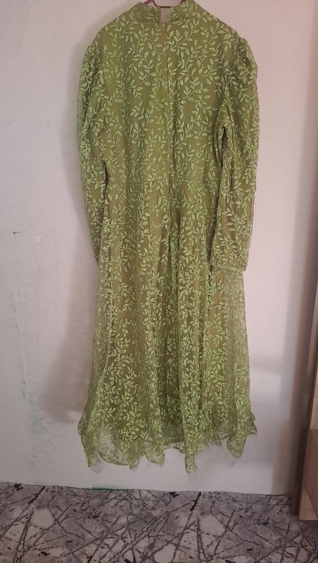 Uzun Yeşil Bohem Kadın Elbise - Görsel 5