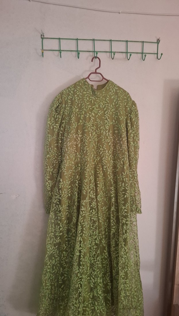 Uzun Yeşil Bohem Kadın Elbise - Görsel 2