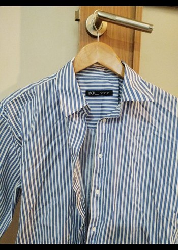 Mavi Çizgili Uzun Kollu indigo Gömlek - Görsel 4