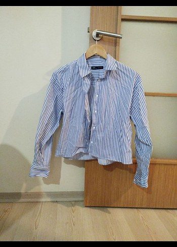 Mavi Çizgili Uzun Kollu indigo Gömlek - Görsel 5