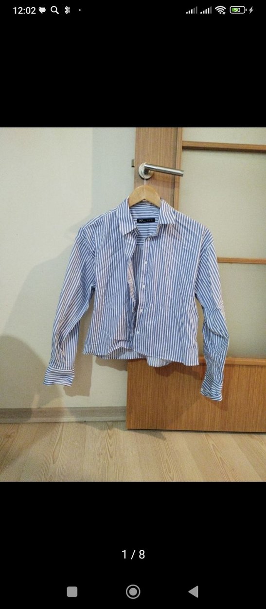 Mavi Çizgili Uzun Kollu indigo Gömlek - Görsel 5