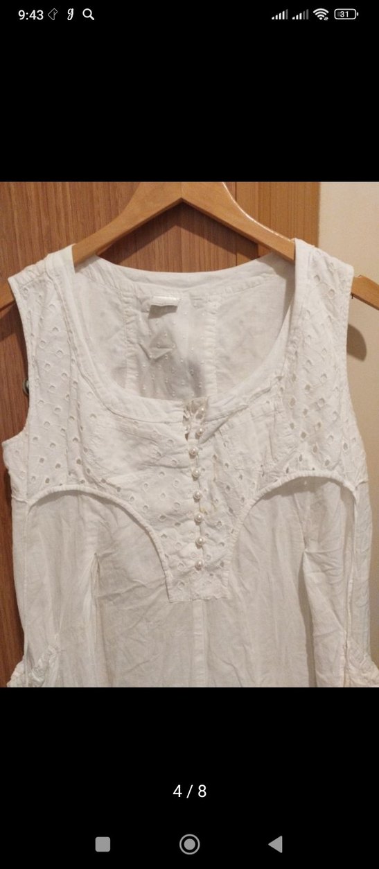 Düğmeli V Yaka Keten Bohem Midi Elbise - Görsel 5