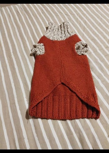 Örgü Kahverengi Köpek Kazağı - Görsel 3