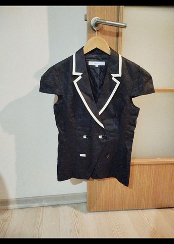 Siyah Kadın Uzun Kesim Düğmeli Blazer - Görsel 2