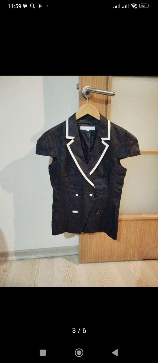 Siyah Kadın Uzun Kesim Düğmeli Blazer - Görsel 2