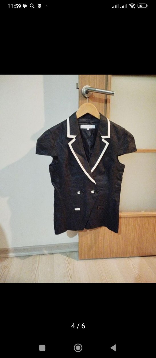 Siyah Kadın Uzun Kesim Düğmeli Blazer - Görsel 3