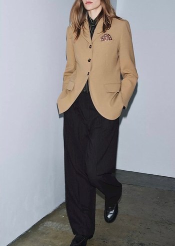 Zara Bej Tek Dugmeli Blazer Ceket