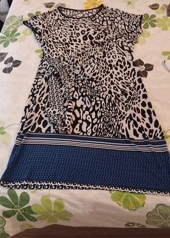 Kısa Kollu Desenli Mini Bohem Elbise - Görsel 2