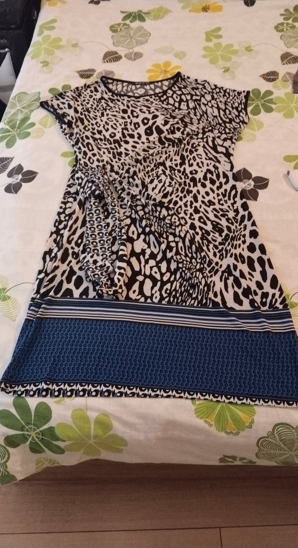 Kısa Kollu Desenli Mini Bohem Elbise - Görsel 2