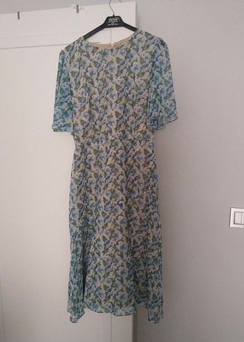 Mavi Bohem V Yaka Uzun Elbise - Görsel 2