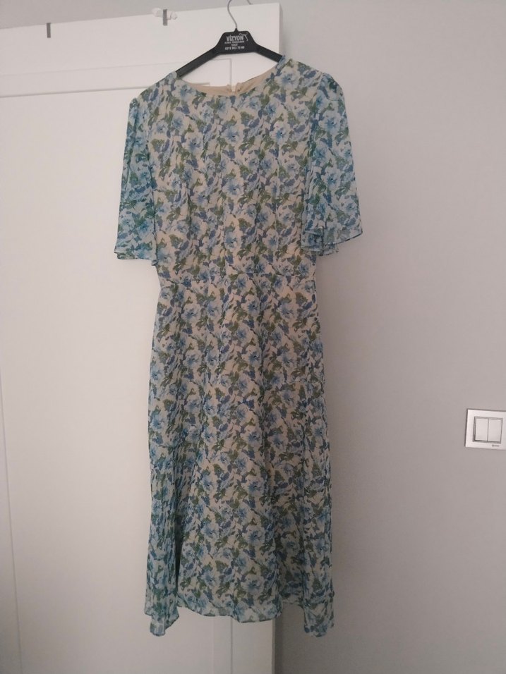 Mavi Bohem V Yaka Uzun Elbise - Görsel 2