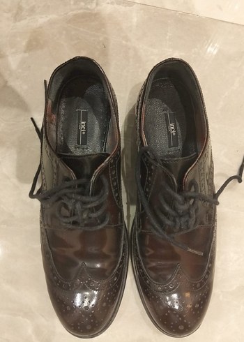 Bordo-siyah Deri Kadın Oxford Ayakkabı - Görsel 8