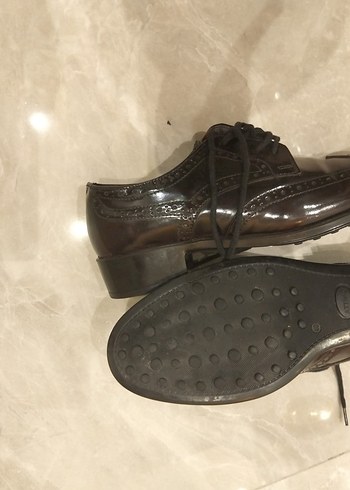 Bordo-siyah Deri Kadın Oxford Ayakkabı - Görsel 7