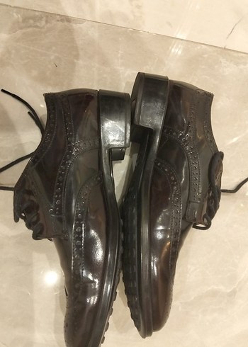 Bordo-siyah Deri Kadın Oxford Ayakkabı - Görsel 5