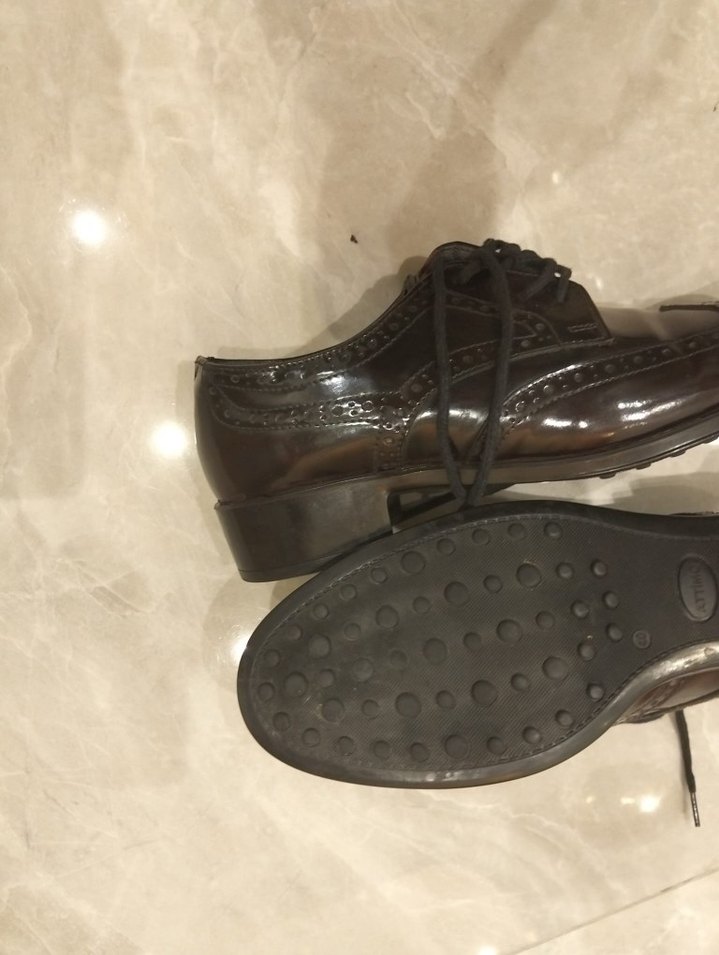 Bordo-siyah Deri Kadın Oxford Ayakkabı - Görsel 3