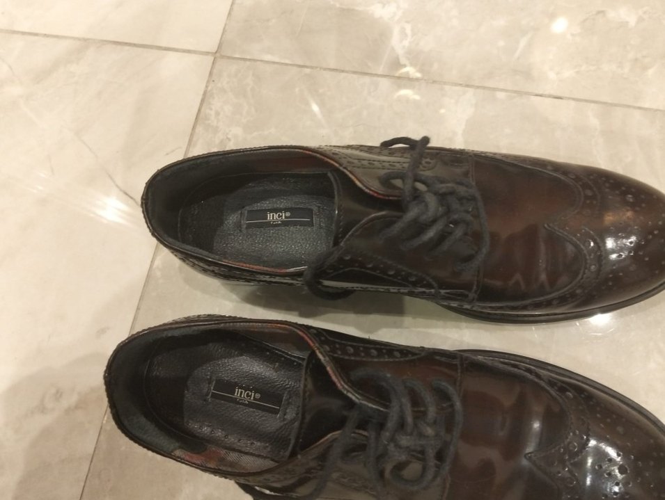 Bordo-siyah Deri Kadın Oxford Ayakkabı - Görsel 2