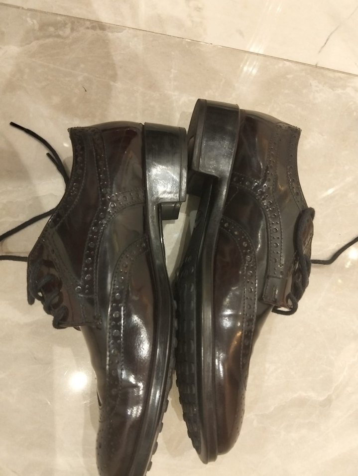 Bordo-siyah Deri Kadın Oxford Ayakkabı - Görsel 5