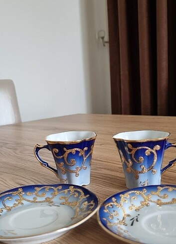 Beden Altın kabartmalı Kütahya porselen el yapımı fincan takımı